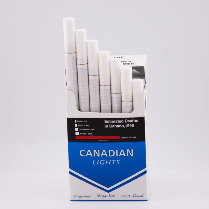 Open Pack of Canadian Lights cigarettes