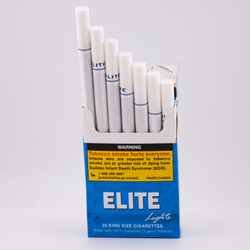 Open Pack of Elite Lights cigarettes