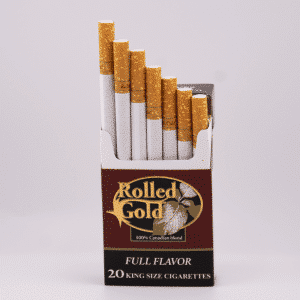 Open Pack of Rolled Gold Full cigarettes