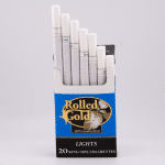 Open Pack of Rolled Gold Light cigarettes
