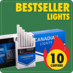 Bestseller bundle of 10 Canadian Light cartons stacked in front of green background with bestseller badge