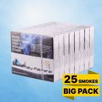 Playfare's Light cigarettes carton on light blue background