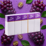 Pop N Smoke Grape cigarettes carton on purple background