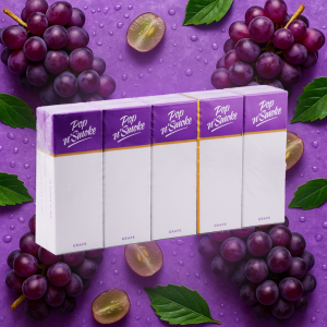 Pop N Smoke Grape cigarettes carton on purple background